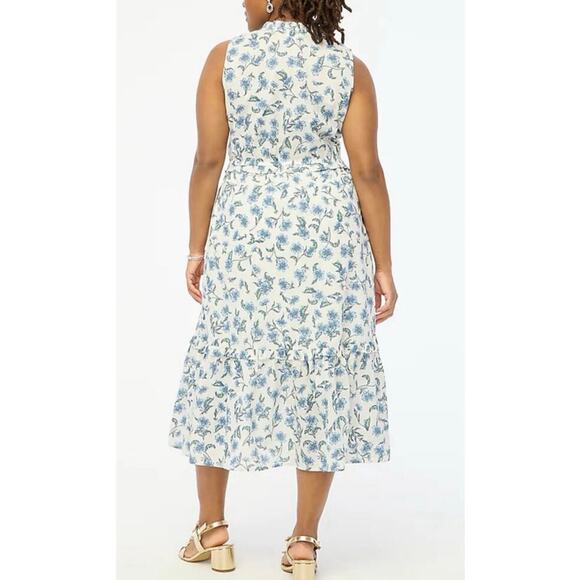 J.Crew Blue Floral Maxi Dress Women’s Medium Boho Ruffle Hem Summer V-Neck - Picture 2 of 10